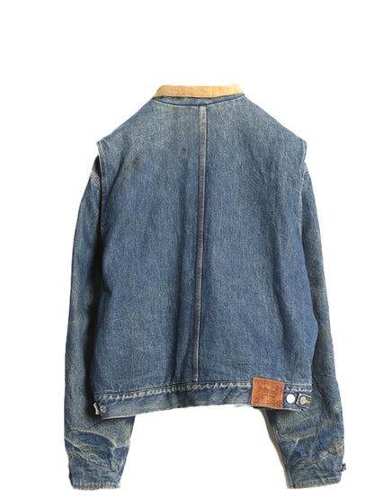 90s USA製 ポロ ラルフローレン デニム ジャケット メンズ XL オールド ジージャン ブルゾン ガチャポケ ウール ライナー付き 大きいサイズ