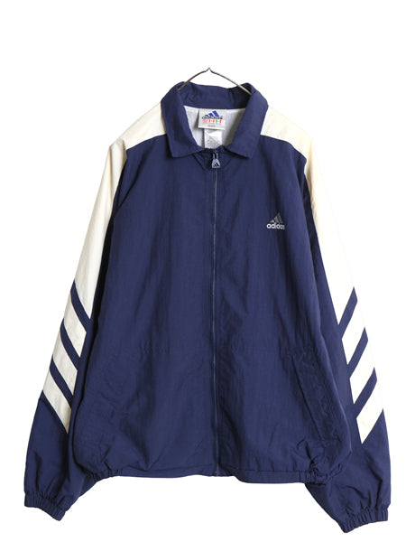 90s アディダス ナイロン トラック ジャケット メンズ L オールド フルジップ ジャンパー ウインドブレーカー メッシュ ライナー ツートン