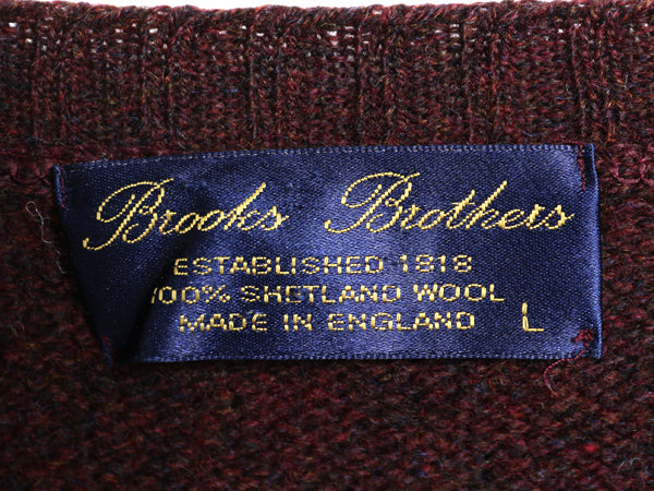 90s イギリス製 ブルックスブラザーズ ニット セーター メンズ L 古着 オールド シェットランド ウール クルーネック 無地 シンプル 英国製