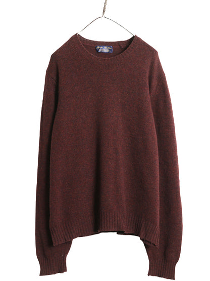 90s イギリス製 ブルックスブラザーズ ニット セーター メンズ L 古着 オールド シェットランド ウール クルーネック 無地 シンプル 英国製