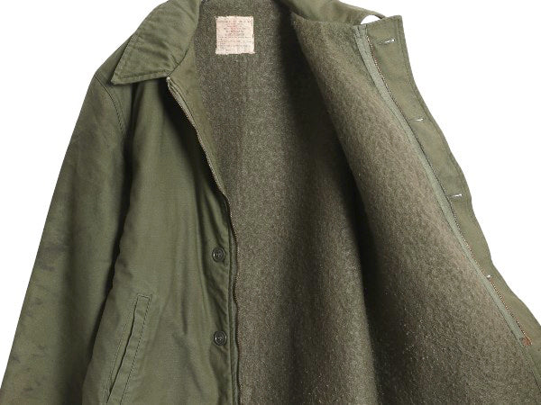 60s 米軍実物 USN ネイビー A-2 デッキ ジャケット メンズ M / 69年製 ヴィンテージ ミリタリー 軍物 裏ボア ライナー付き ブルゾン カーキ
