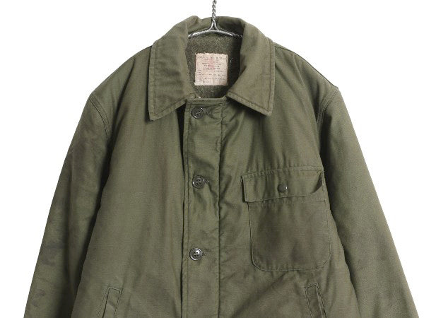 60s 米軍実物 USN ネイビー A-2 デッキ ジャケット メンズ M / 69年製 ヴィンテージ ミリタリー 軍物 裏ボア ライナー付き ブルゾン カーキ