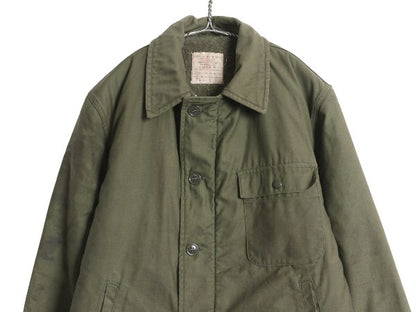 60s 米軍実物 USN ネイビー A-2 デッキ ジャケット メンズ M / 69年製 ヴィンテージ ミリタリー 軍物 裏ボア ライナー付き ブルゾン カーキ