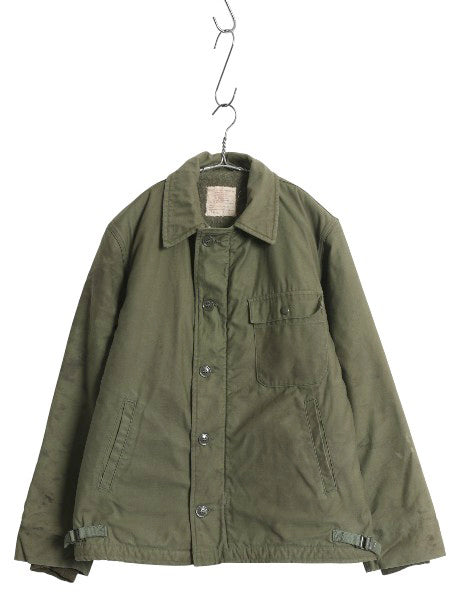 60s 米軍実物 USN ネイビー A-2 デッキ ジャケット メンズ M / 69年製 ヴィンテージ ミリタリー 軍物 裏ボア ライナー付き ブルゾン カーキ