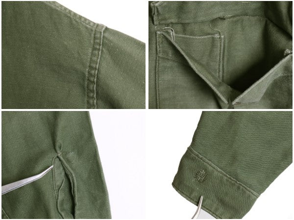 70s 米軍実物 US ARMY コットン サテン ユーティリティ シャツ S / ヴィンテージ 70年製 OG107 シャツ袖 2nd ミリタリー 軍物 ワッペン OD