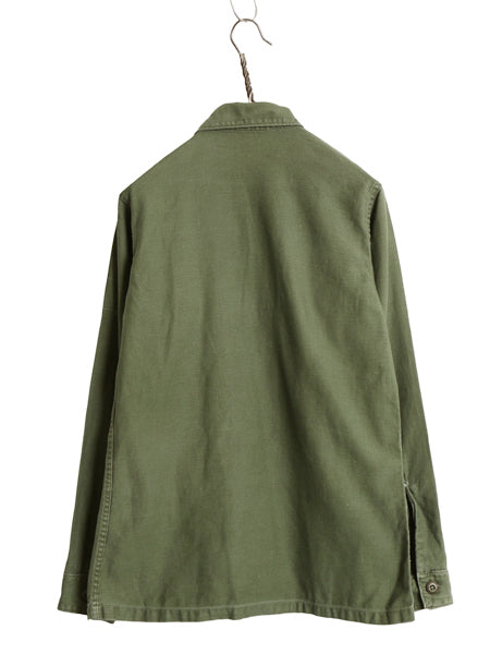 70s 米軍実物 US ARMY コットン サテン ユーティリティ シャツ S / ヴィンテージ 70年製 OG107 シャツ袖 2nd ミリタリー 軍物 ワッペン OD
