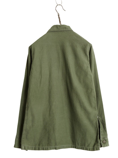 70s 米軍実物 US ARMY コットン サテン ユーティリティ シャツ S / ヴィンテージ 70年製 OG107 シャツ袖 2nd ミリタリー 軍物 ワッペン OD