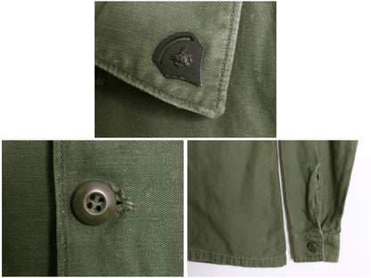 70s 米軍実物 US ARMY コットン サテン ユーティリティ シャツ S / ヴィンテージ 70年製 OG107 シャツ袖 2nd ミリタリー 軍物 ワッペン OD