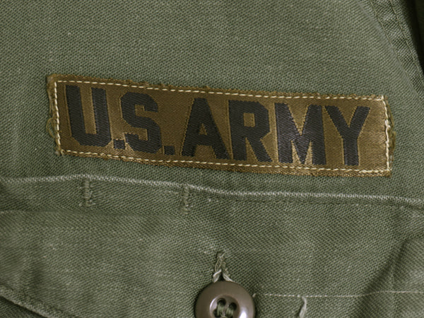 70s 米軍実物 US ARMY コットン サテン ユーティリティ シャツ S / ヴィンテージ 70年製 OG107 シャツ袖 2nd ミリタリー 軍物 ワッペン OD