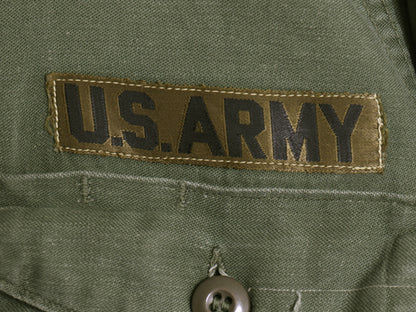 70s 米軍実物 US ARMY コットン サテン ユーティリティ シャツ S / ヴィンテージ 70年製 OG107 シャツ袖 2nd ミリタリー 軍物 ワッペン OD