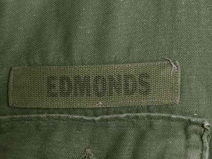 70s 米軍実物 US ARMY コットン サテン ユーティリティ シャツ S / ヴィンテージ 70年製 OG107 シャツ袖 2nd ミリタリー 軍物 ワッペン OD