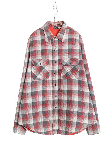 80s JCペニー チェック 長袖 フランネル シャツ メンズ L / ヴィンテージ 中綿 キルティング ライナー付き ネルシャツ ジャケット ペニーズ