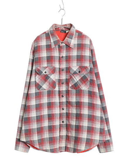 80s JCペニー チェック 長袖 フランネル シャツ メンズ L / ヴィンテージ 中綿 キルティング ライナー付き ネルシャツ ジャケット ペニーズ
