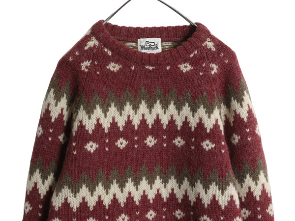 70s ウールリッチ ニット セーター メンズ レディース XL / ヴィンテージ 長袖ニット ウール フェアアイル ノルディック 総柄 大きいサイズ