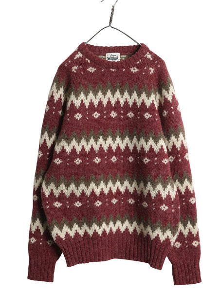 70s ウールリッチ ニット セーター メンズ レディース XL / ヴィンテージ 長袖ニット ウール フェアアイル ノルディック 総柄 大きいサイズ