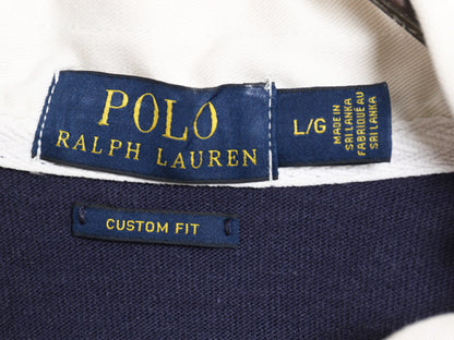 ポロ ラルフローレン ボーダー 長袖 ラガーシャツ メンズ L 古着 ラグビー 長袖シャツ ポロシャツ カットソー ワンポイント ツートン 細身