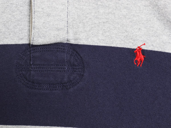 ポロ ラルフローレン ボーダー 長袖 ラガーシャツ メンズ L 古着 ラグビー 長袖シャツ ポロシャツ カットソー ワンポイント ツートン 細身