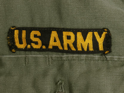 60s 米軍実物 US ARMY コットン サテン ユーティリティ シャツ M / ヴィンテージ OG107 シャツ袖 1st ミリタリー 軍物 ワッペン フルパッチ