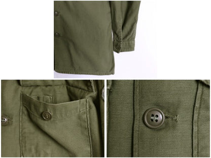 60s 米軍実物 US ARMY コットン サテン ユーティリティ シャツ M / ヴィンテージ OG107 シャツ袖 1st ミリタリー 軍物 ワッペン フルパッチ