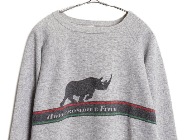 80s USA製 ★ チャンピオン Abercrombie&Fitch ロゴ プリント スウェット メンズ L 古着 ヴィンテージ ラグラン トレーナー トリコタグ 灰