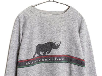 80s USA製 ★ チャンピオン Abercrombie&Fitch ロゴ プリント スウェット メンズ L 古着 ヴィンテージ ラグラン トレーナー トリコタグ 灰