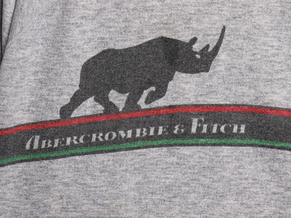 80s USA製 ★ チャンピオン Abercrombie&Fitch ロゴ プリント スウェット メンズ L 古着 ヴィンテージ ラグラン トレーナー トリコタグ 灰