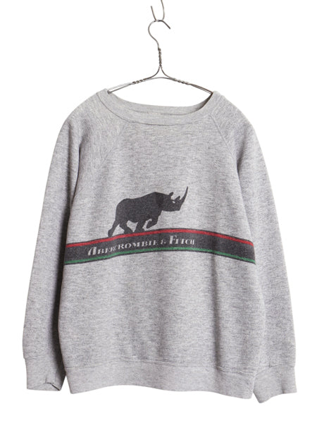80s USA製 ★ チャンピオン Abercrombie&Fitch ロゴ プリント スウェット メンズ L 古着 ヴィンテージ ラグラン トレーナー トリコタグ 灰