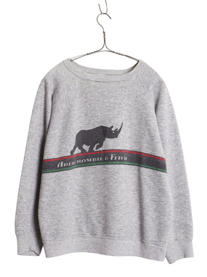 80s USA製 ★ チャンピオン Abercrombie&Fitch ロゴ プリント スウェット メンズ L 古着 ヴィンテージ ラグラン トレーナー トリコタグ 灰