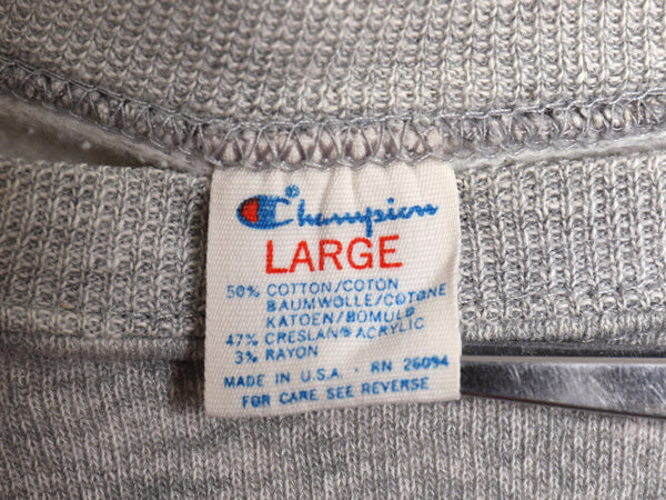 80s USA製 ★ チャンピオン Abercrombie&Fitch ロゴ プリント スウェット メンズ L 古着 ヴィンテージ ラグラン トレーナー トリコタグ 灰