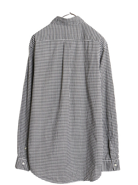 ラルフローレン ギンガムチェック 長袖 ボタンダウン シャツ メンズ L / ポロ CLASSIC FIT コットン 薄手 ワンポイント ポニー 刺繍 黒 白