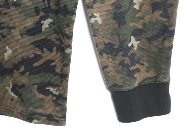 ポロ ラルフローレン 迷彩 長袖 サーマル Tシャツ メンズ XXL / ワッフル コットン カットソー ワンポイント ストレッチ 総柄 大きいサイズ