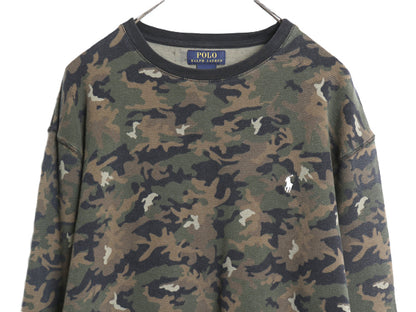 ポロ ラルフローレン 迷彩 長袖 サーマル Tシャツ メンズ XXL / ワッフル コットン カットソー ワンポイント ストレッチ 総柄 大きいサイズ