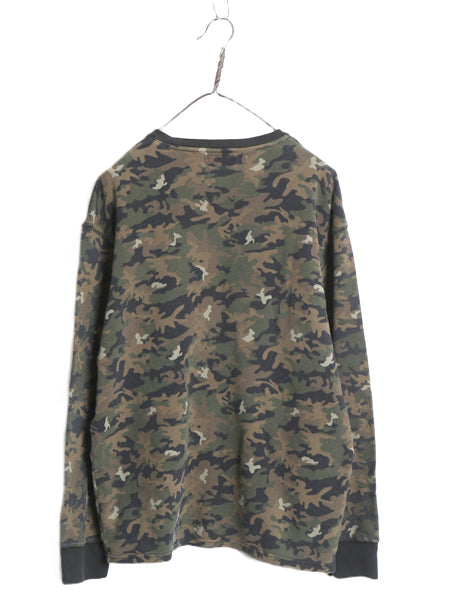 ポロ ラルフローレン 迷彩 長袖 サーマル Tシャツ メンズ XXL / ワッフル コットン カットソー ワンポイント ストレッチ 総柄 大きいサイズ