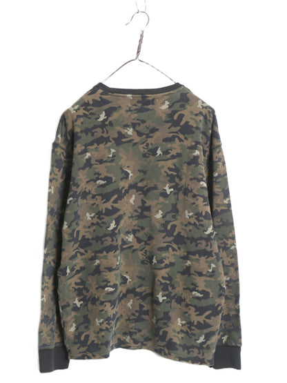 ポロ ラルフローレン 迷彩 長袖 サーマル Tシャツ メンズ XXL / ワッフル コットン カットソー ワンポイント ストレッチ 総柄 大きいサイズ