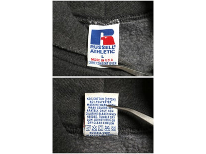 90s USA製 ラッセル 無地 スウェット フード パーカー メンズ レディース L / オールド プルオーバー トレーナー ブランク 裏起毛 グレー