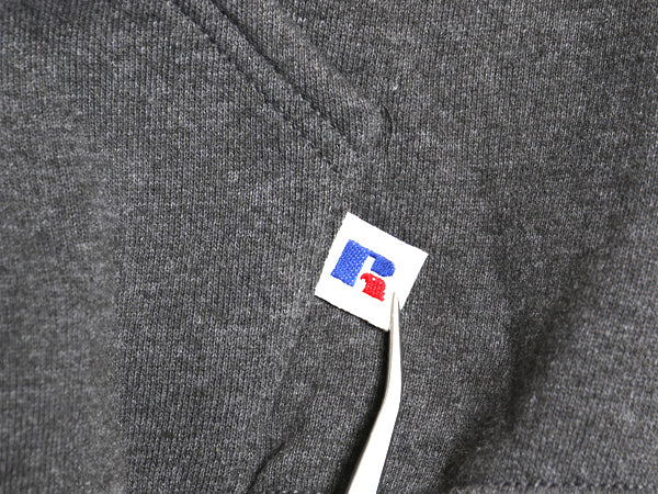 90s USA製 ラッセル 無地 スウェット フード パーカー メンズ レディース L / オールド プルオーバー トレーナー ブランク 裏起毛 グレー