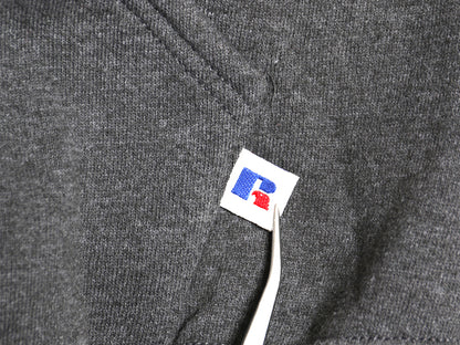 90s USA製 ラッセル 無地 スウェット フード パーカー メンズ レディース L / オールド プルオーバー トレーナー ブランク 裏起毛 グレー