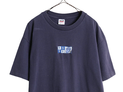 90s USA製 ★ ローリング ストーンズ ツアー ロゴ 刺繍 Tシャツ メンズ XL オールド オフィシャル リップ&タン バンド ロック 大きいサイズ