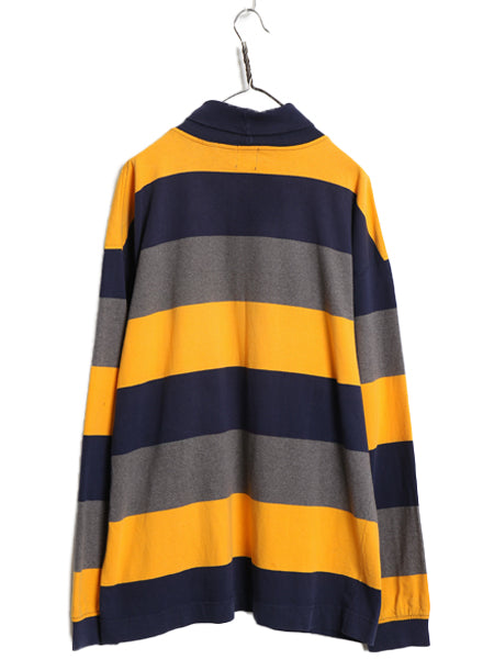 90s USA製 オールド ギャップ タートルネック ボーダー 長袖 Tシャツ メンズ XL ロンT ラガーシャツ素材 コットン 大きいサイズ カットソー