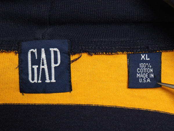 90s USA製 オールド ギャップ タートルネック ボーダー 長袖 Tシャツ メンズ XL ロンT ラガーシャツ素材 コットン 大きいサイズ カットソー