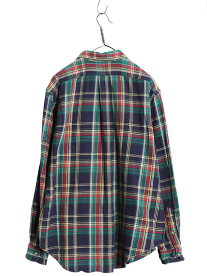 00s ラルフローレン チェック フランネル ボタンダウン シャツ メンズ XL オールド ポロ ワンポイント ネルシャツ 長袖シャツ 大きいサイズ