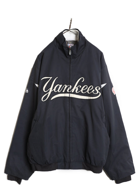 ヤンキース 中綿 ナイロン ジャケット メンズ L / MLB オフィシャル マジェスティック トラック スタジャン フリース ライナー 大リーグ 紺