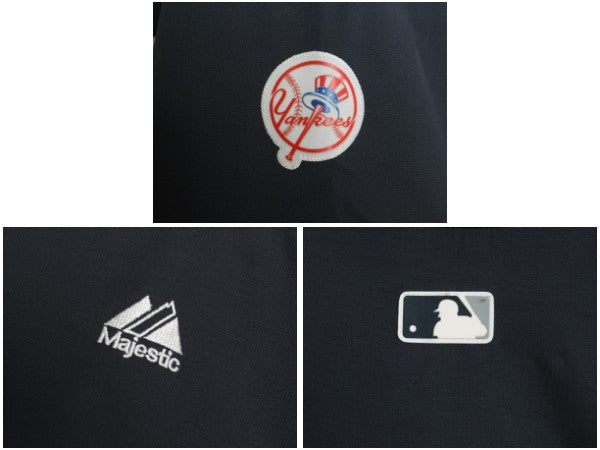 ヤンキース 中綿 ナイロン ジャケット メンズ L / MLB オフィシャル マジェスティック トラック スタジャン フリース ライナー 大リーグ 紺