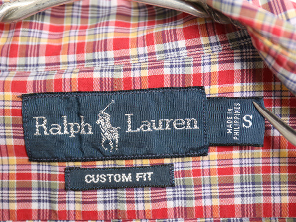 00s ラルフローレン チェック 長袖 ボタンダウン シャツ メンズ S / オールド ポロ CUSTOM FIT コットン ワンポイント ポニー マルチカラー