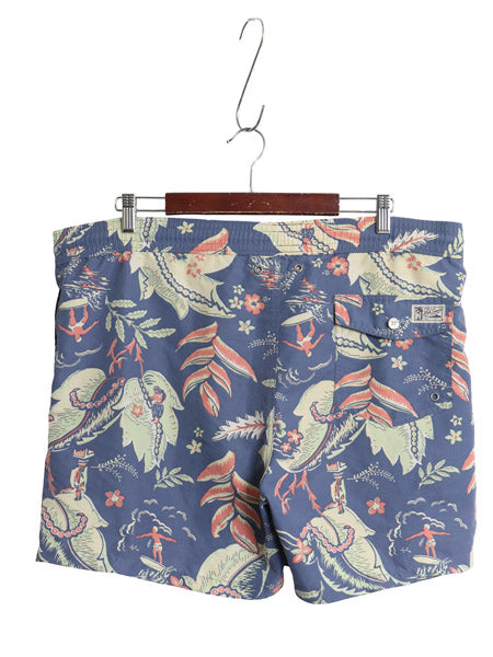 ポロ ラルフローレン 総柄 ショートパンツ メンズ L / ナイロン アロハ ハワイアン スイム ショーツ 短パン 海パン 水陸両用 インナー付き