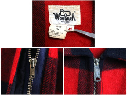 70s USA製 ウールリッチ ダブル マッキーノ ジャケット メンズ L 程 古着 ヴィンテージ ハンティング ウール フルジップ ブロック チェック