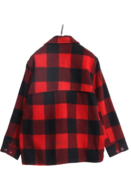 70s USA製 ウールリッチ ダブル マッキーノ ジャケット メンズ L 程 古着 ヴィンテージ ハンティング ウール フルジップ ブロック チェック