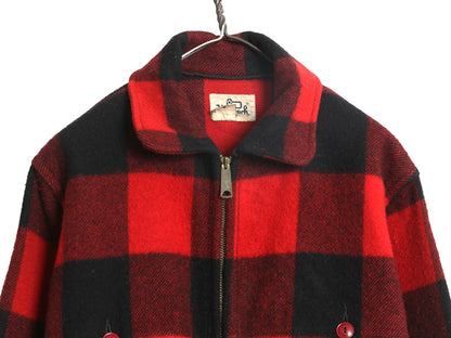 70s USA製 ウールリッチ ダブル マッキーノ ジャケット メンズ L 程 古着 ヴィンテージ ハンティング ウール フルジップ ブロック チェック