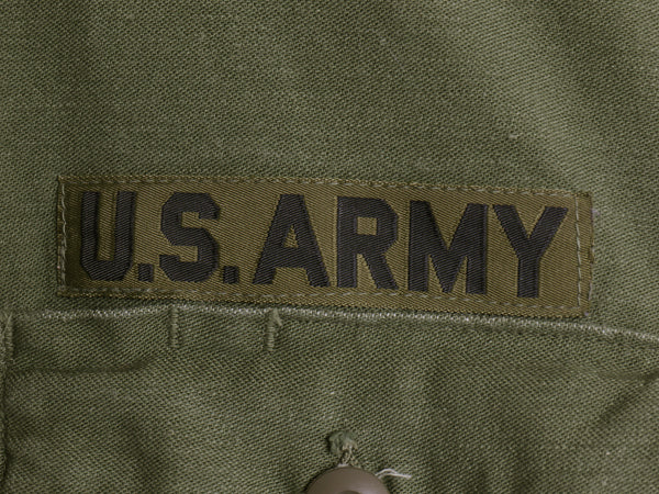 70s 米軍実物 US ARMY コットン サテン ユーティリティ シャツ M / ヴィンテージ 70年製 OG107 シャツ袖 3rd ミリタリー 軍物 ワッペン付き