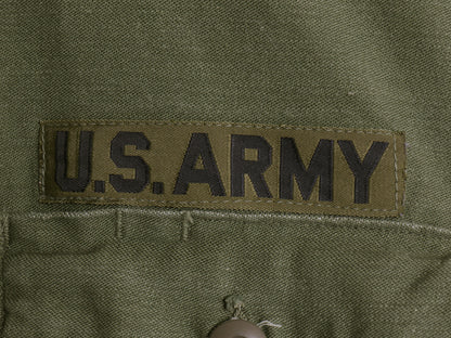 70s 米軍実物 US ARMY コットン サテン ユーティリティ シャツ M / ヴィンテージ 70年製 OG107 シャツ袖 3rd ミリタリー 軍物 ワッペン付き